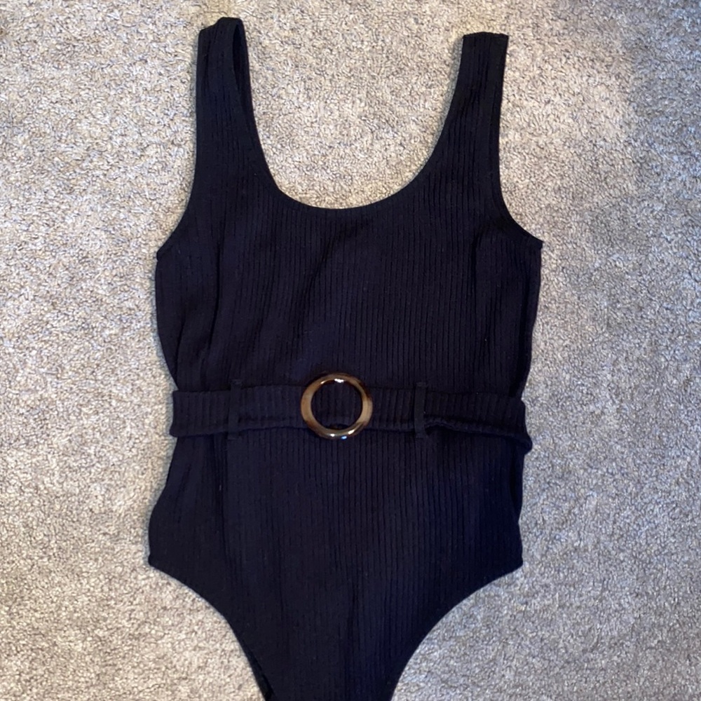 Black belted bodysuit